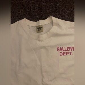 Gallery Dept White Tee with Pink Chest Logo